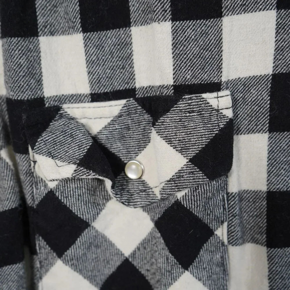Vintage Wrangler Flannel Button Up Shirt Men's M Long Sleeve Pearl Snap Black - Picture 4 of 7
